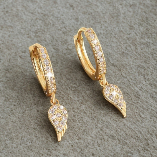 Diamond Wing Earrings - Gold