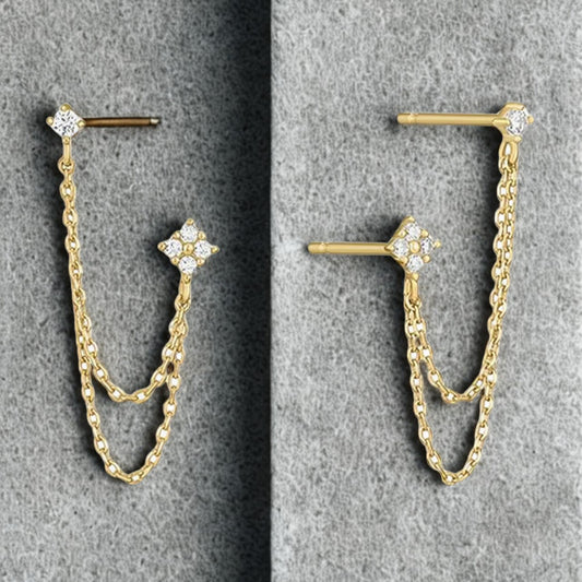 Diamond drop earring - Gold
